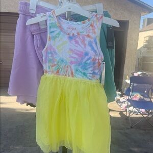 Cat & Jack Multicolor Tie-Dye Dress with Yellow Skirt